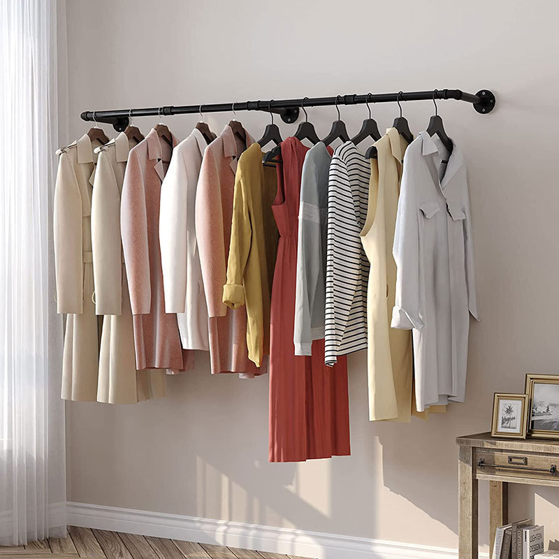Cross-border industrial wind clothing store display rack wall hangers manufacturers water pipe hangers wall hanging racks wholesale
