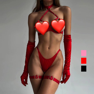DEIR European and American leopard print sexy milk leakage erotic underwear steel ring mesh underwear suit sexy kit