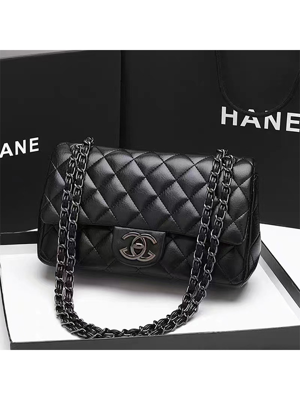 Genuine Leather Rhomboid Chain Bag Women's 2023 New High-end Chanel Style Shoulder Crossbody Bag Fashionable Underarm Bag