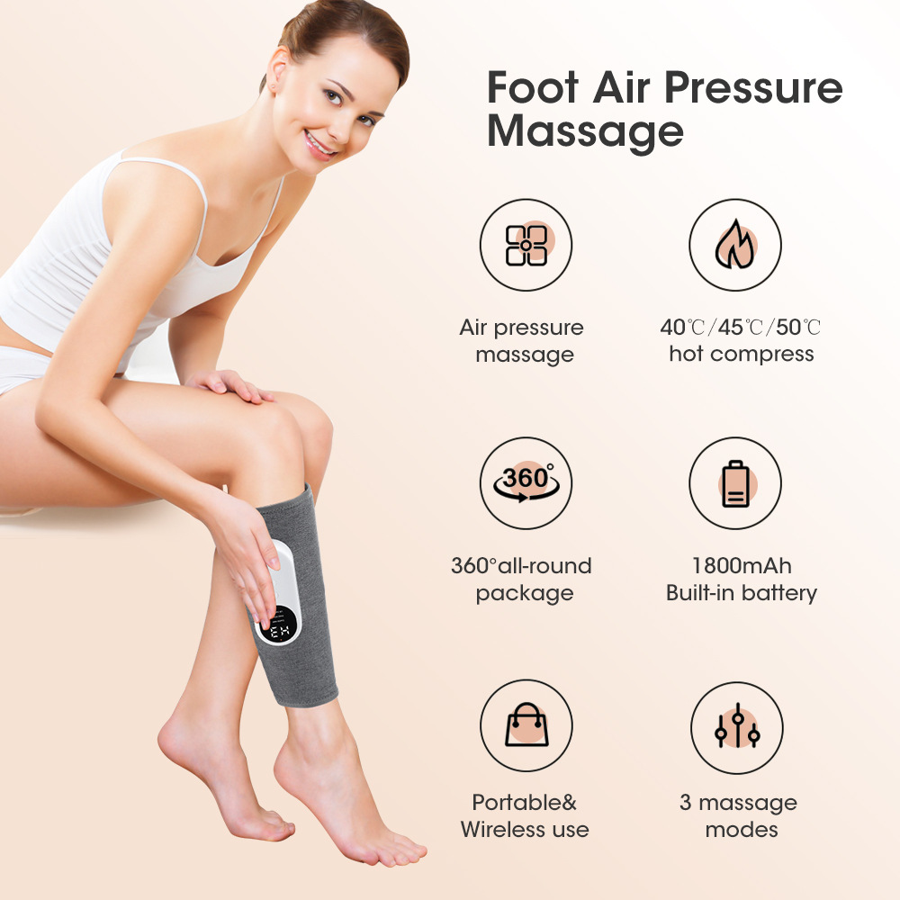 Cross-border New Calf Hot Compress Airbag Massager Air Wave Air Pressure Leg Massager Home Leg Skinny Foot Therapy Machine