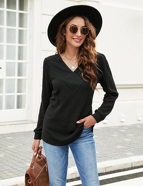  European and American cross-border autumn and winter new women's clothing large size long-sleeved V-neck casual tops foreign trade pit strip women's sweatshirts