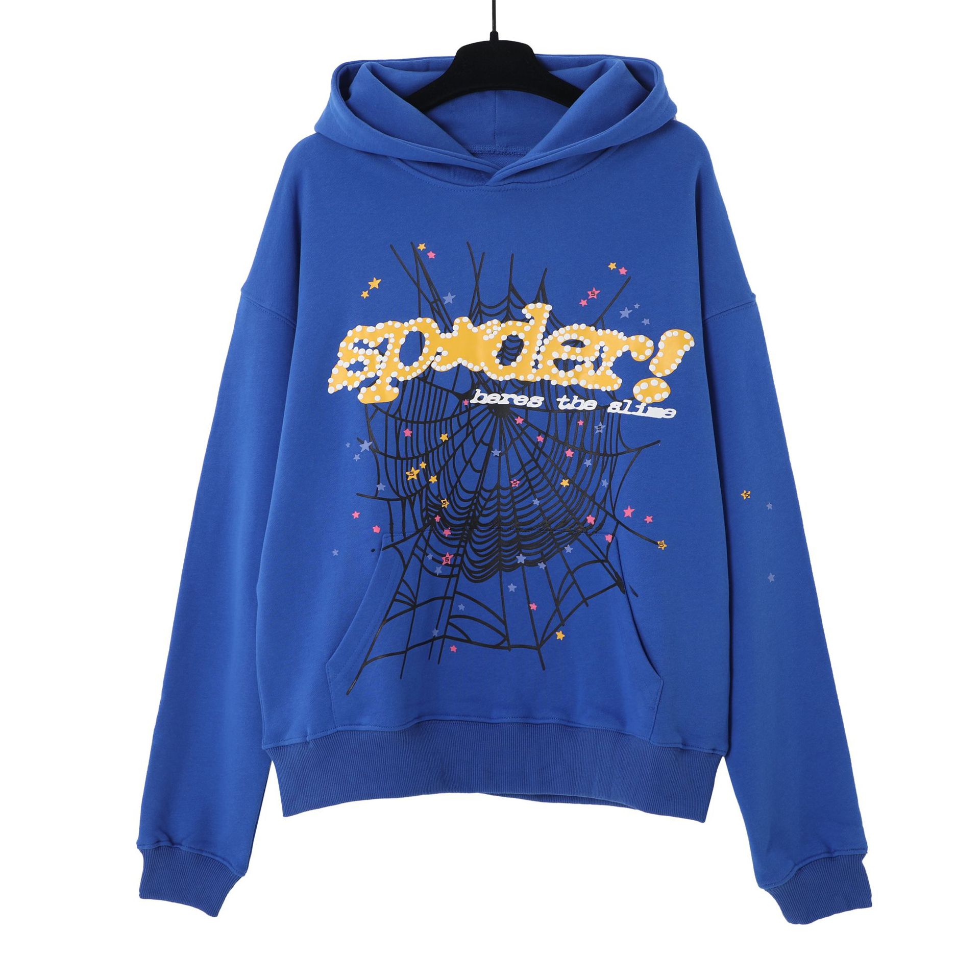 thumbnail for Sp5der hip-hop singer Young Thog 555555 the same foamed lettering couple hoodie Pink sweatshirt