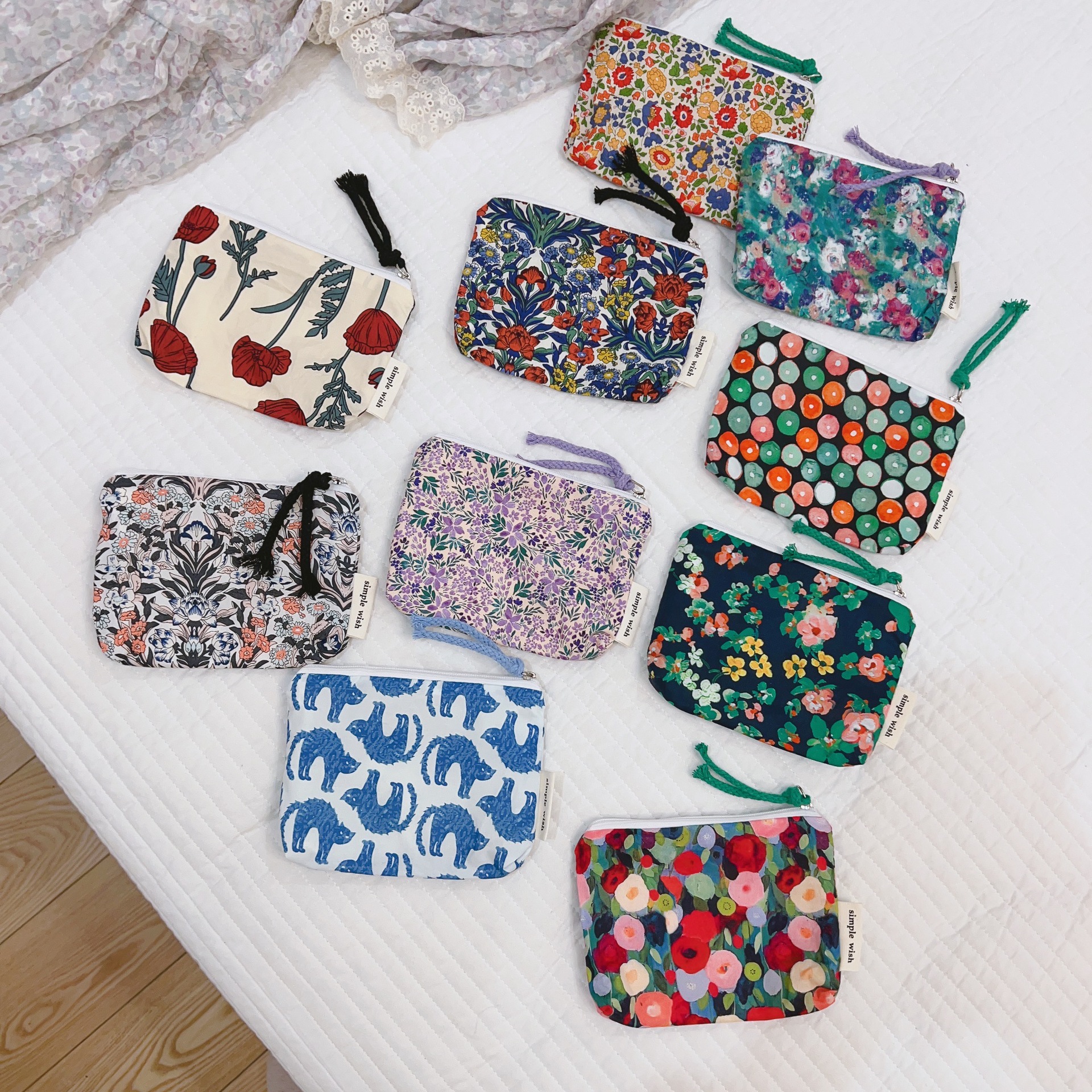 [Su Xi cloth bag] Retro floral change bag mini cotton bag lipstick earphone storage bag card bag moon bag