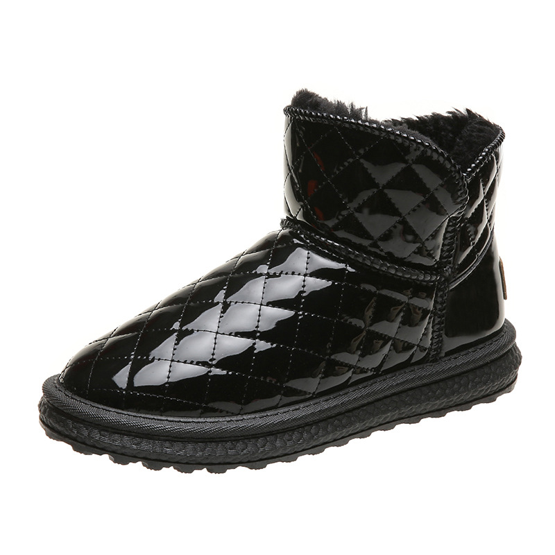 fleece-lined Thickened Snow Boots Women's 2024 Winter New Shoes Short Tube Cotton Boots Warm Cotton Shoes Fur One Boots