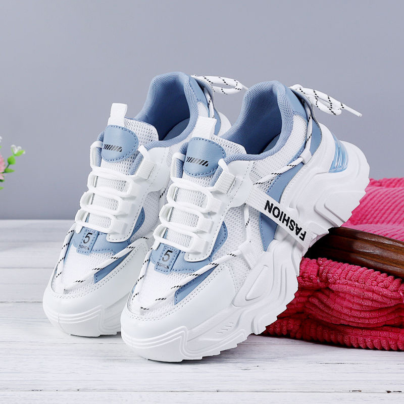 Women's Shoes Spring Breathable Sports Casual Shoes Hong Kong Style Torre Shoes Ins Trendy Thick Sole Increased Mesh 2024 New