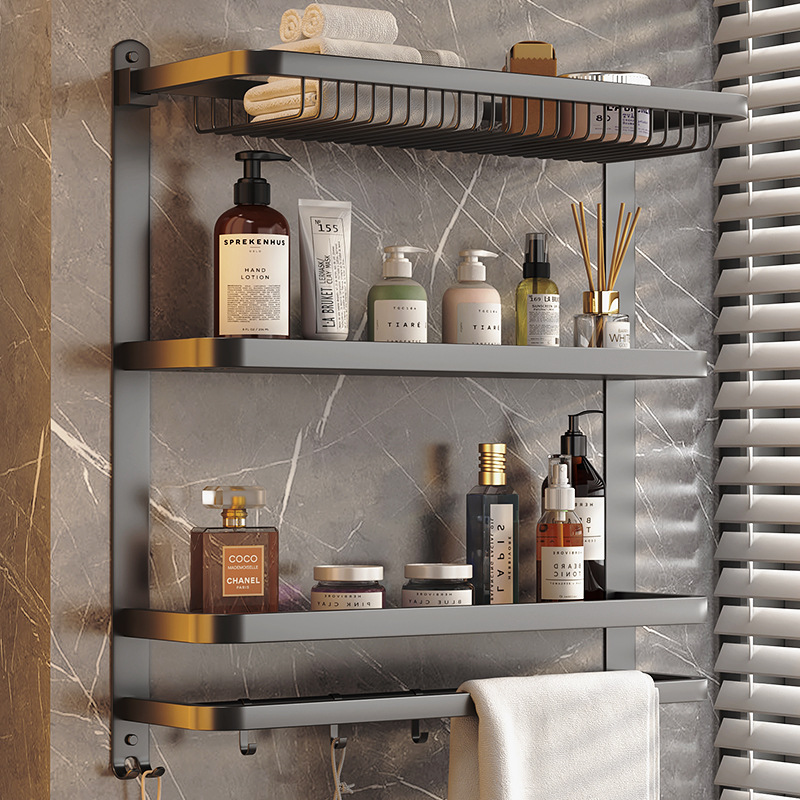 Towel Rack Bathroom Rack Punch-free Wall-mounted Toilet Toilet Towel Rack Multifunctional Folding Towel Rack