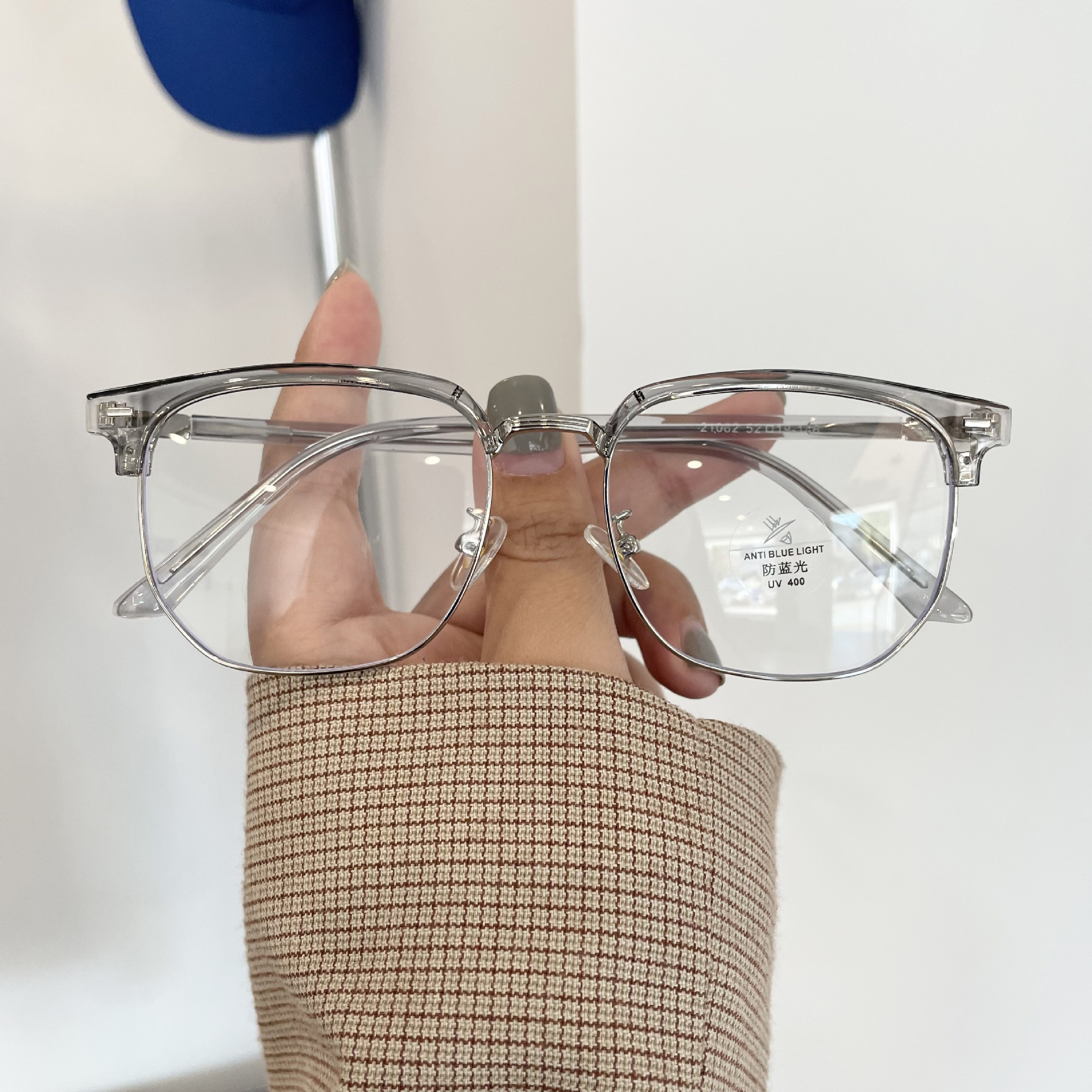 2204 Half Frame Glasses Men's Fashionable Myopia Sven Scum Tech Men's Ripper Handsome Glasses Frame Eye Anti-Blue Light Glasses