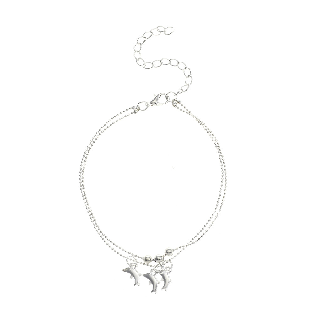 European and American ins new anklet women's fashion Bohemian simple metal dolphin love foot accessories beach foot accessories