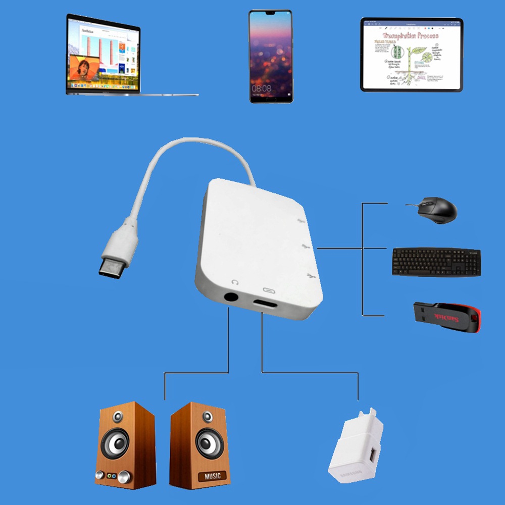 usb hub sound card type c multi-function converter pd fast charging mobile phone tablet OTG office one point three