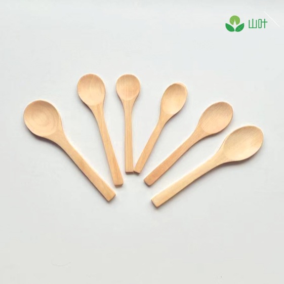 Lotus wooden spoon dessert spoon wooden tableware household wooden spoon coffee small wooden spoon long handle bamboo spoon can be engraved logo