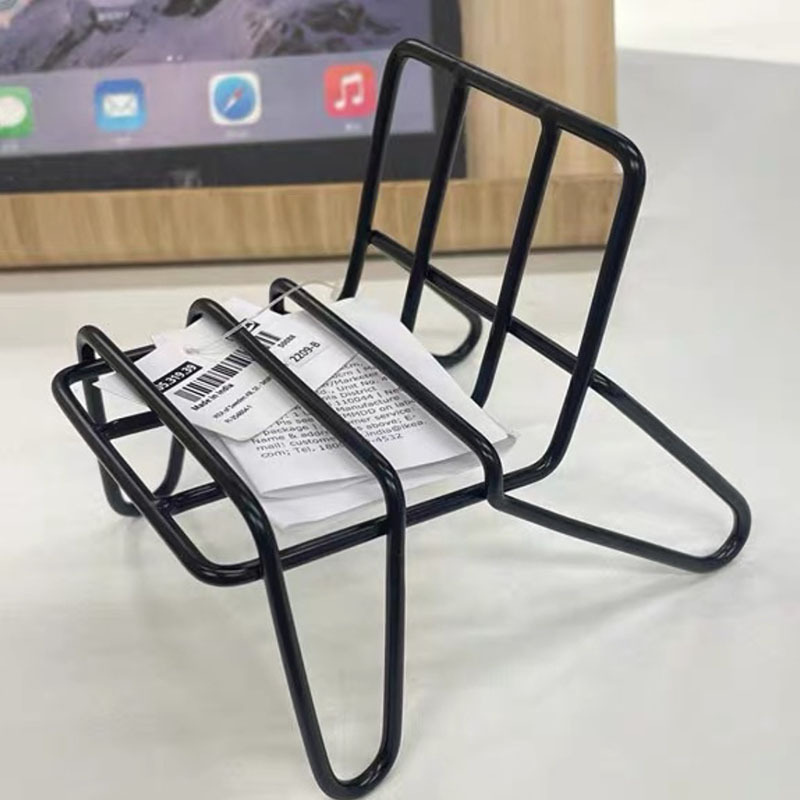 Crooked Mobile Phone Stand Black Metal Mobile Phone Holder Adjustable Angle Lazy Desktop Small Chair Mobile Phone Holder