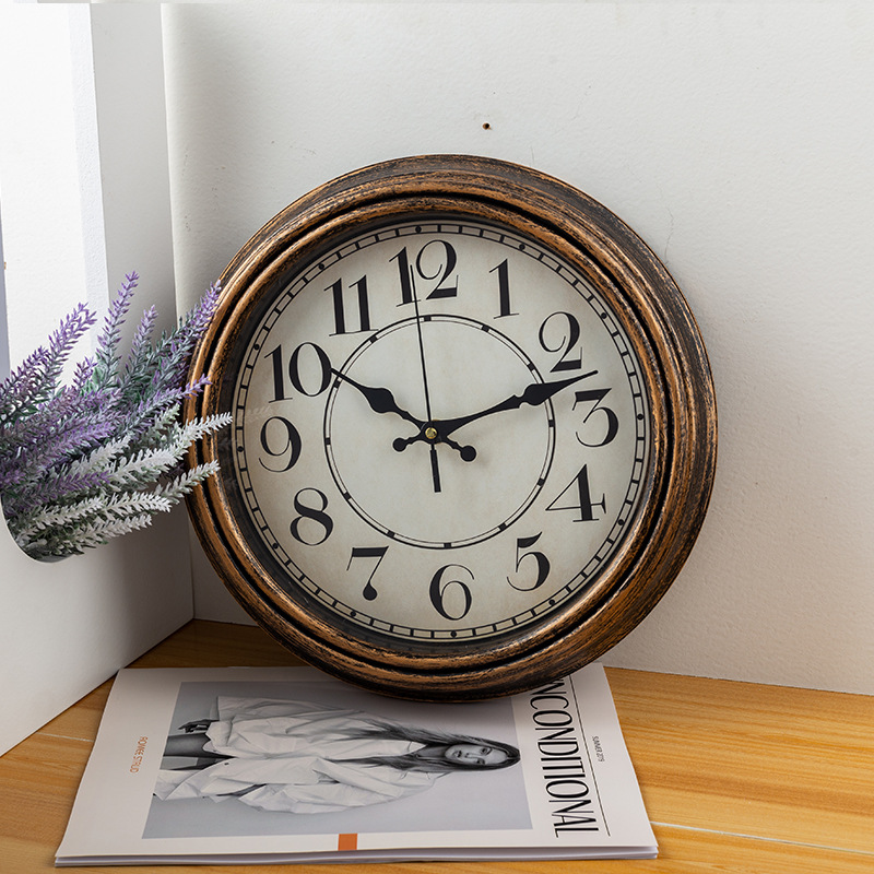 12 inch retro clock wall clock living room bedroom fashion brush gold fade creative clock Wall watch silent quartz clock