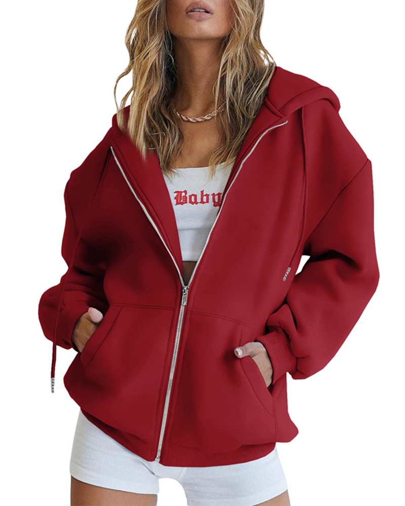 Cute hoodies for women teen girls autumn jacket oversized sweatshirt casual drawstring clothes zipper Y