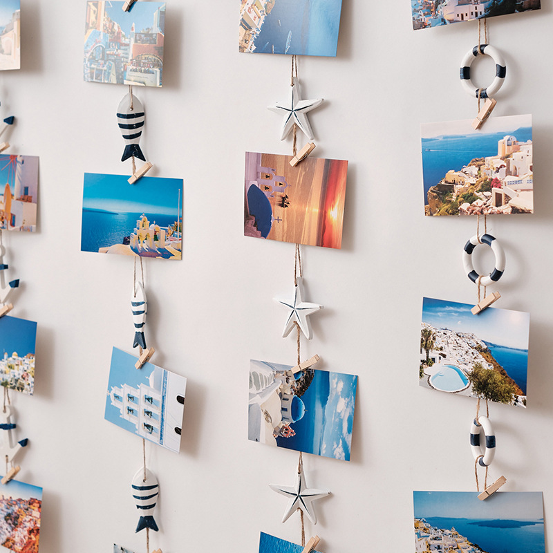 Small Fish String Starfish Life Buoy String Creative Message Notes Photo Clip Wish Card Photo Clip Postcard Clip into a String