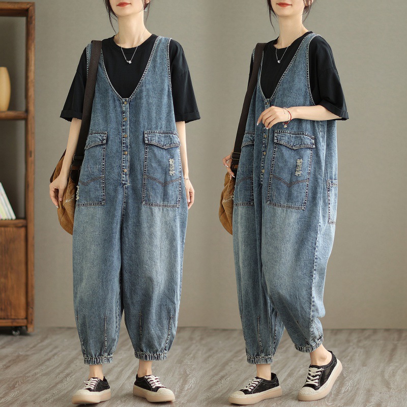 2023 Spring and Summer New Denim Vest Jumpsuit for Women