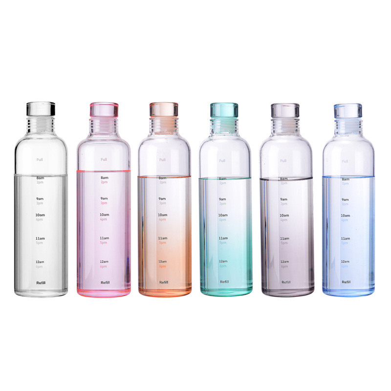 Time Scale Direct Drinking Bottle Student Transparent Large Capacity Water Cup Portable High Borosilicate Glass Gift Customization