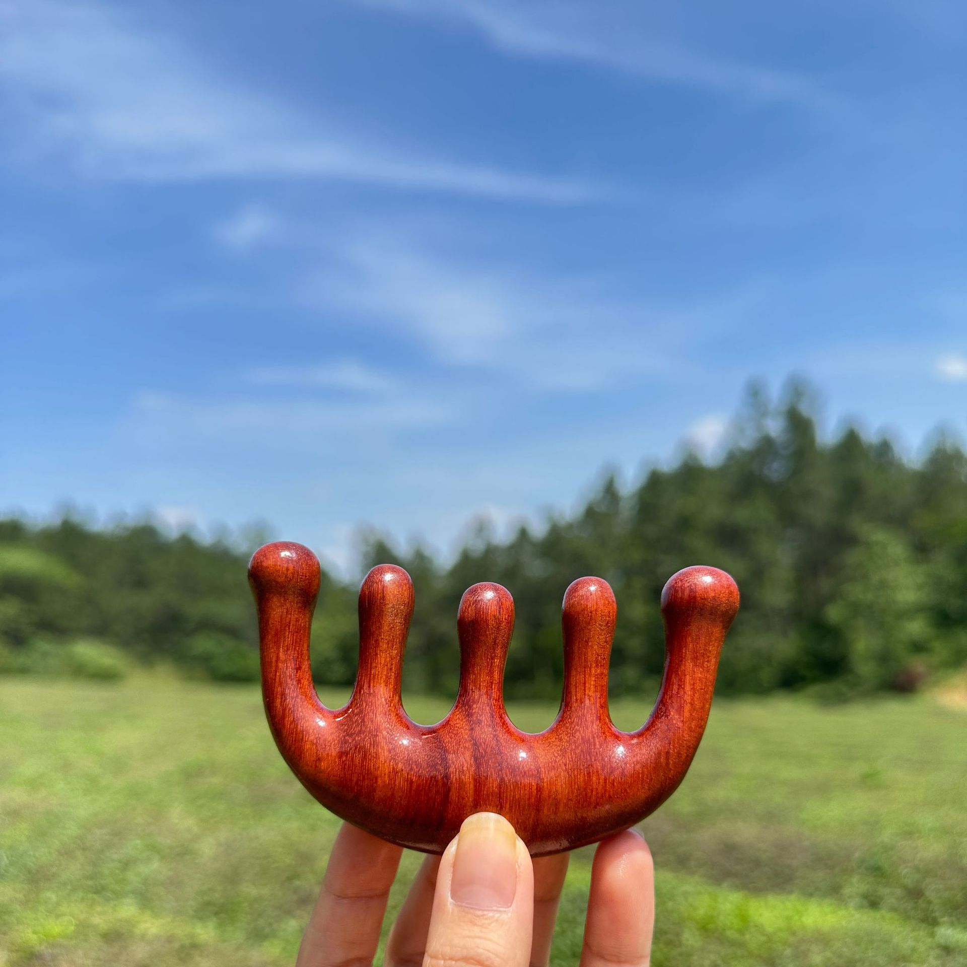 Golden Sandalwood Massage Comb Red Sandalwood Massage Comb Meridian Massage Comb Scraping Head Handles Massage Comb Five-finger Ball