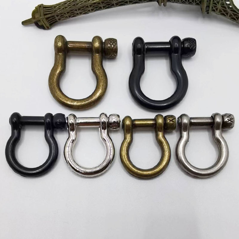 Factory wholesale vintage luggage accessories horseshoe buckle handmade diy key buckle accessories screw d-shaped buckle U-shaped lock