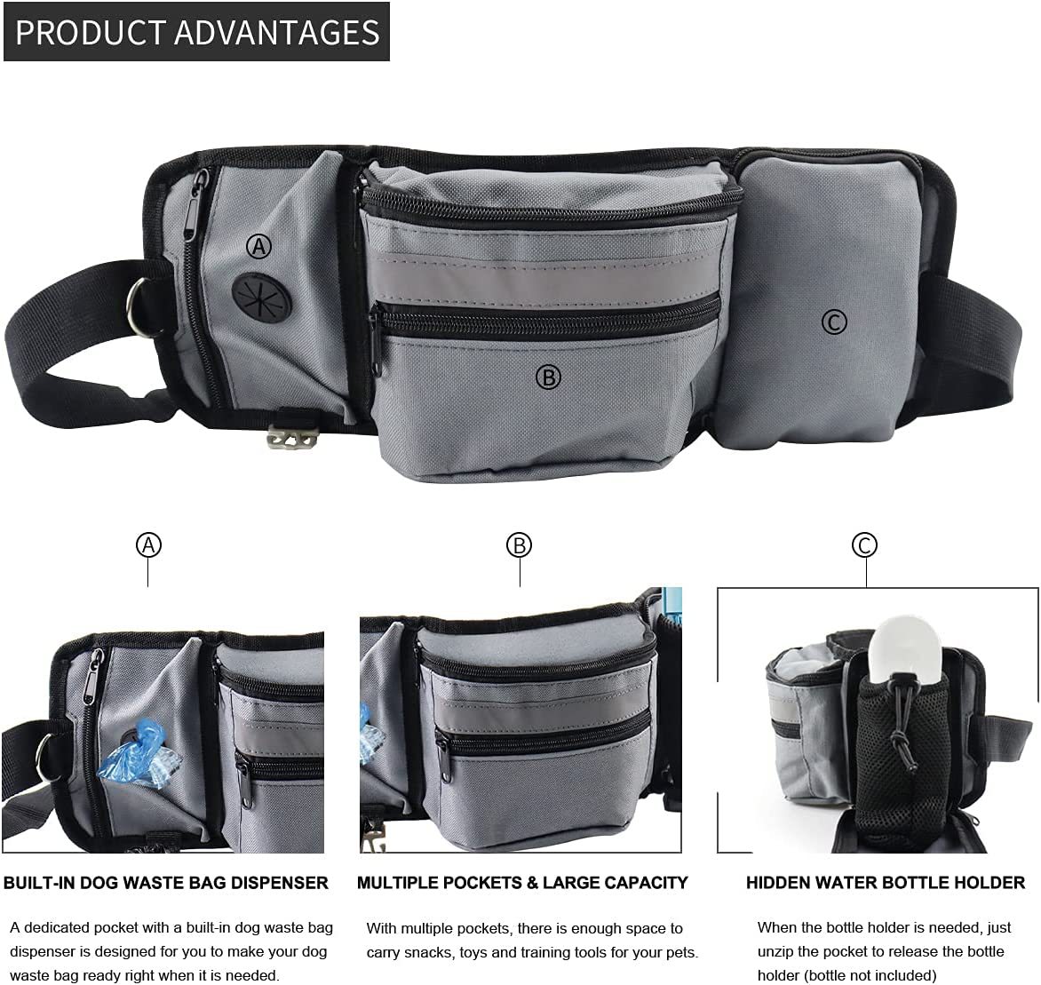 Amazon pet training waist bag outdoor fitness dog walking bag dog training backpack multi-functional dog snack bag wholesale