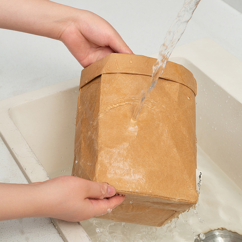 水洗いできるクラフト紙袋冷蔵庫キッチン収納袋オフィスデスク収納厚手大型食品級植木鉢|undefined