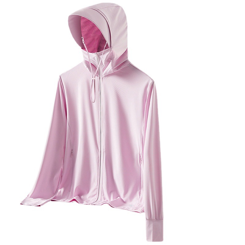 A pair of pants with YKK zipper UPF50 + summer anti-ultraviolet sun protection clothing Men's Ice Silk Loose long sleeve couple skin