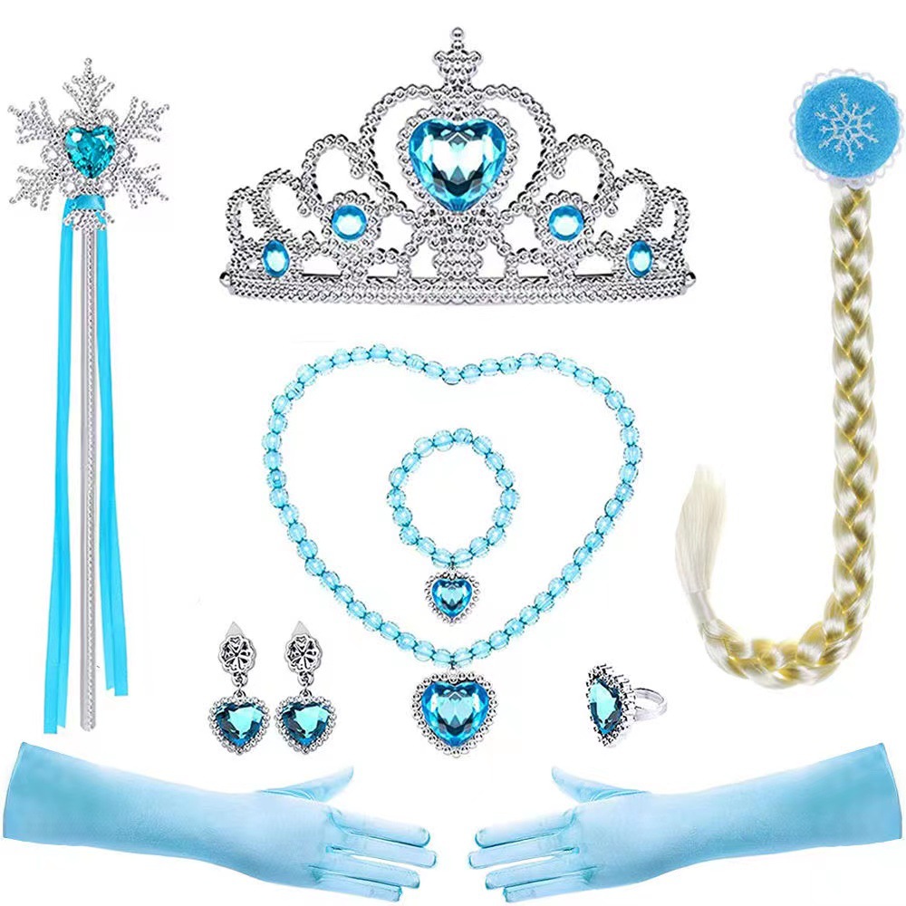 Frozen with the same version of the Princess cosplay magic wand crown ring earrings bracelet glove set