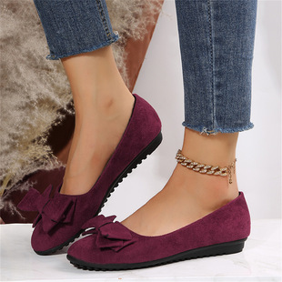 Foreign trade plus size lightweight soft bottom loafers for women 2023 Spring and Autumn New bow comfortable non-slip women's shoes