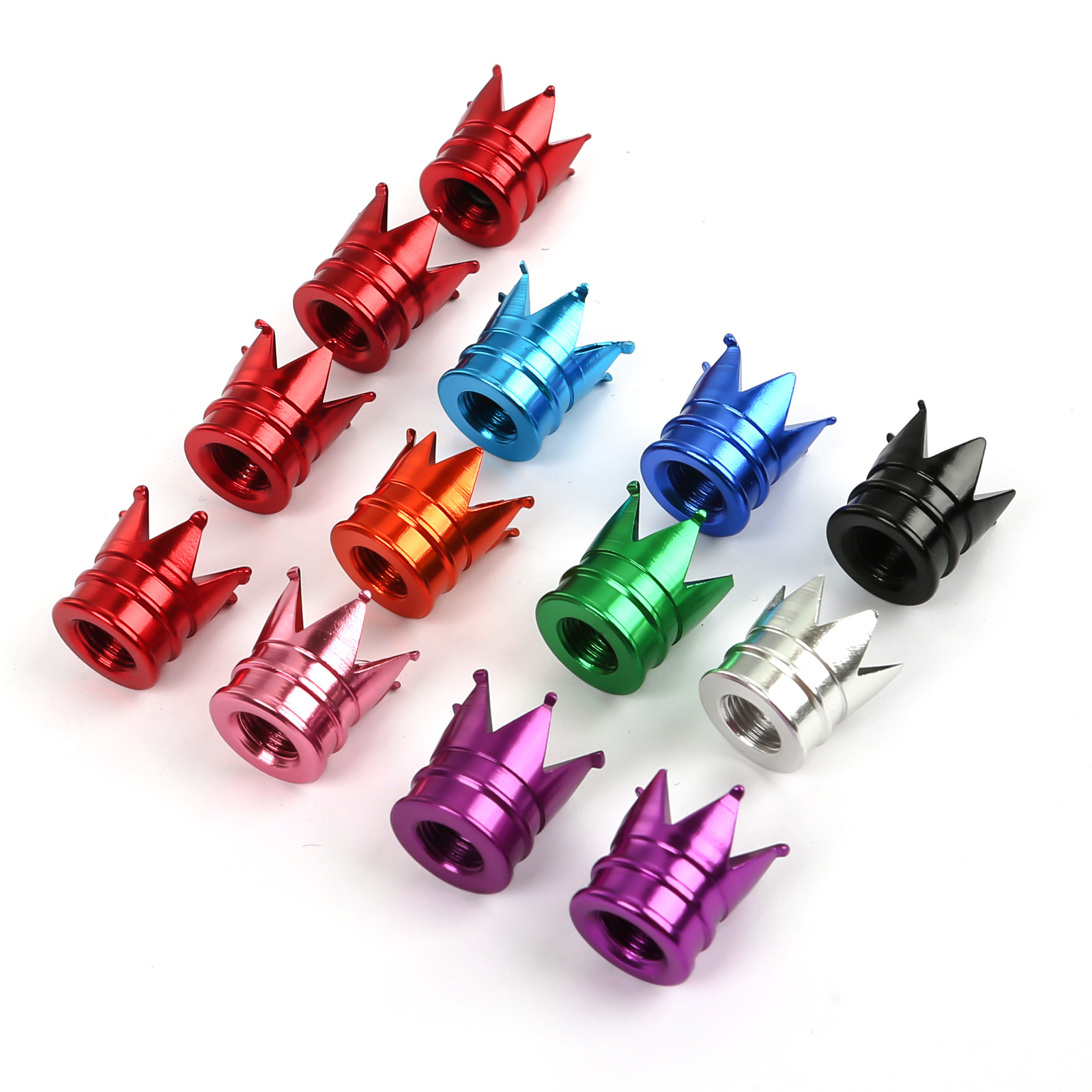 Cross-border exclusive for creative crown car tire valve colorful crown valve cap aluminum alloy dust cap