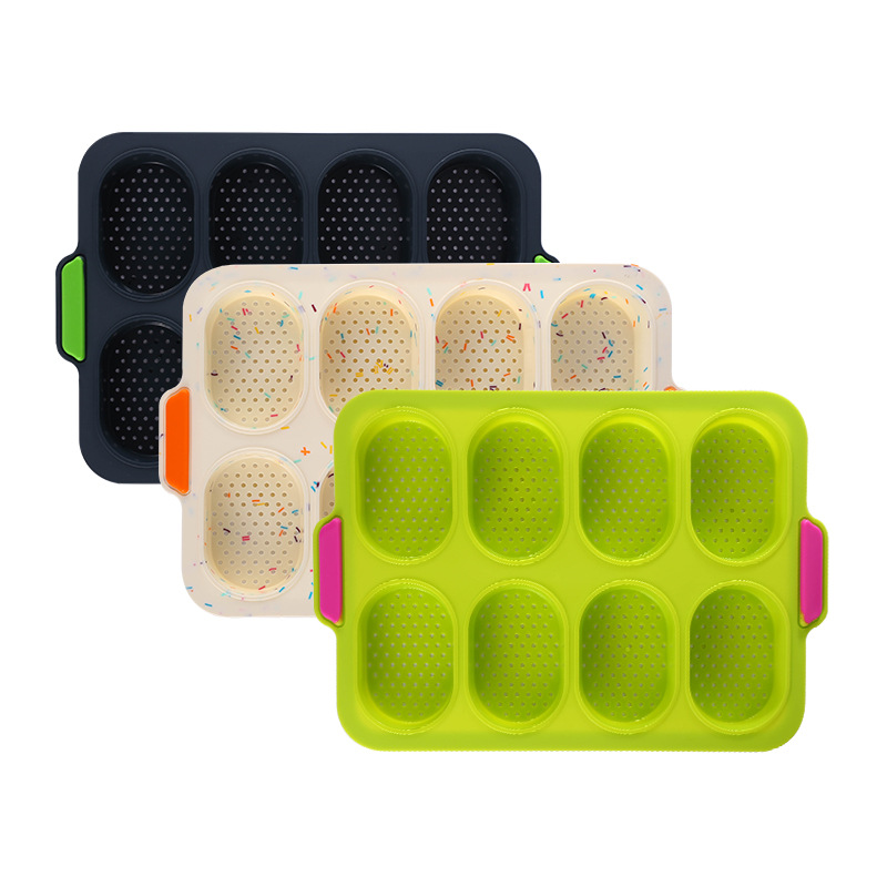 Xuan Juan new 8 baguette French bun hamburger hot dog mold silicone two-color series can be fixed color hair generation