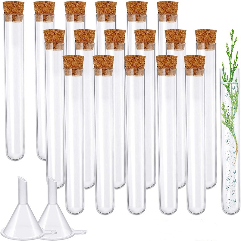 10mlPS transparent plastic test tube combination set with cork outer diameter 15*100 with brush funnel cotton rope label
