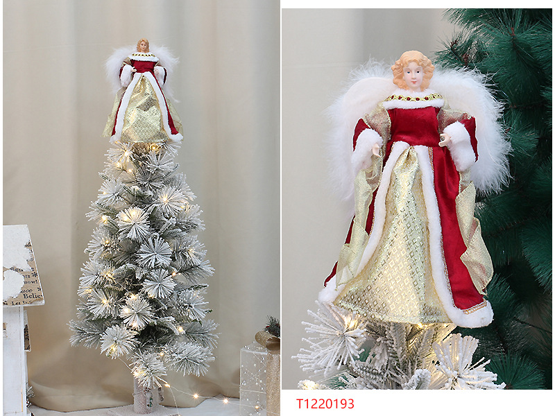 Baiyang crafts small wholesale Christmas new Christmas tree decoration supplies plush wings Angel Tree Top Star_voghion.com