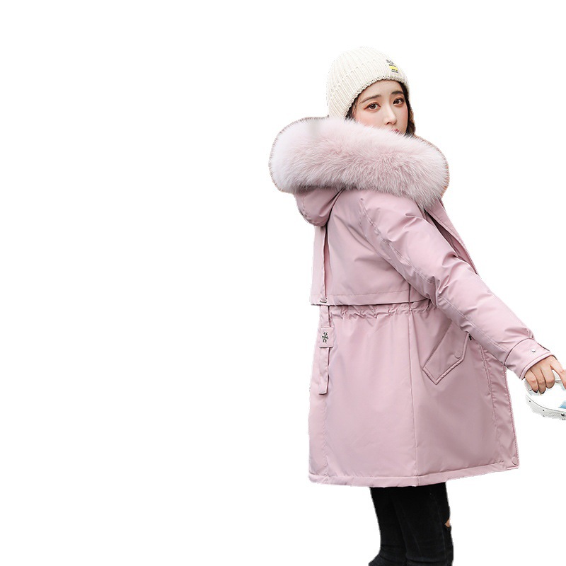 Trendy Overcome Women's Short 2021 Winter New Korean Style Loose Fashionable Large Wool Collar Thickened Plush Casual Cotton Clothes