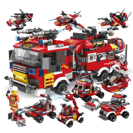 City fire truck building blocks small particles educational toys compatible with Lego Mindy C025 fit Rescue 8 in 1 car