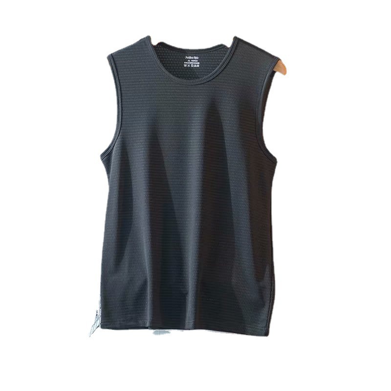 Ice Silk Vest Men's Summer Outer Wear Thin Mesh Loose Large Size Wide Shoulder Sports Quick-drying Sleeveless T-shirt Trend