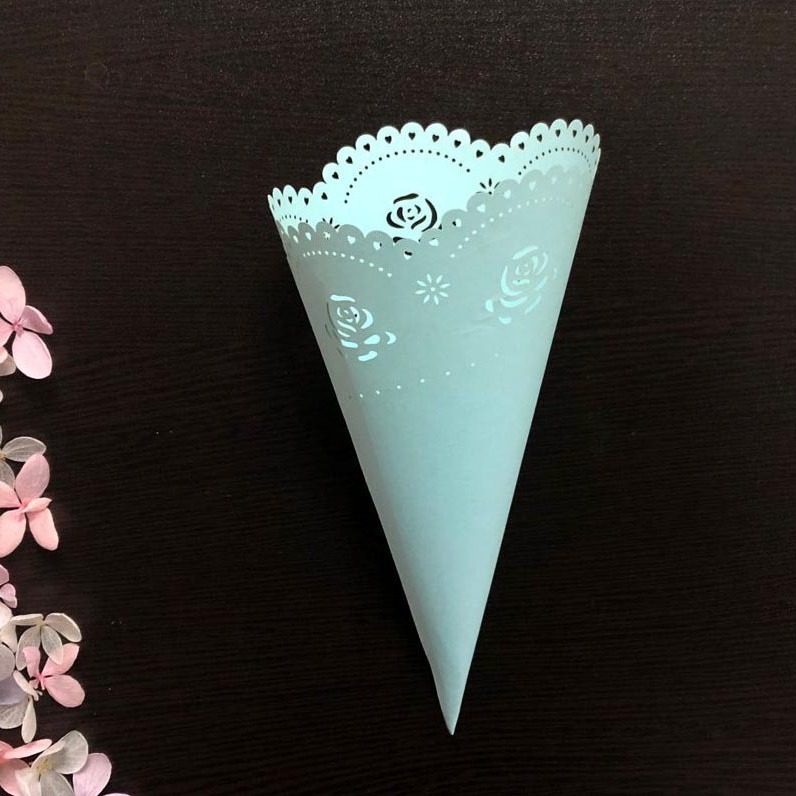 Export Amazon wedding celebration laser hollow confetti flower rose flower cone lace paper flower tube spot