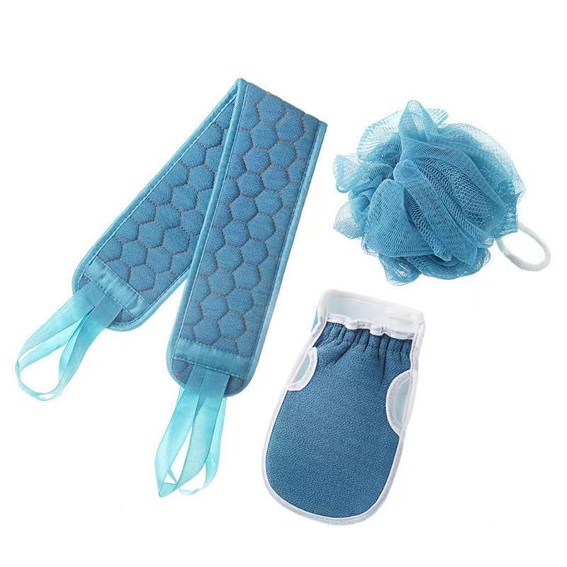 Rubbing bath towel bath set three-piece combination strong back rubbing gloves bath artifact household rubbing ash bath ball wholesale