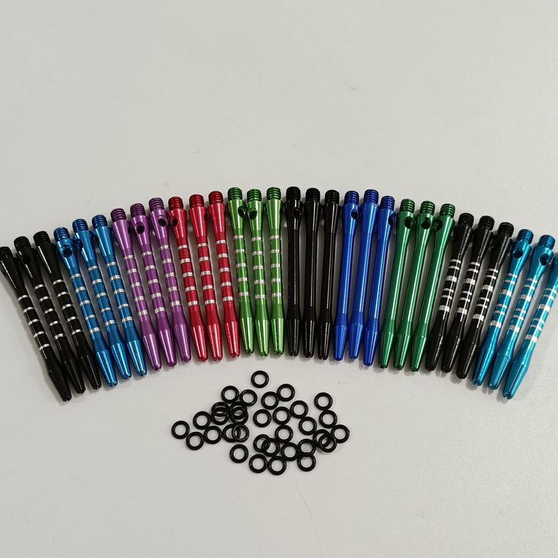 30本セット2ba混色タイプカラーアルミ合金ダーツバー標準ねじ53mm長さ + 30個滑り止めリング|undefined