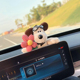 Dog with red plaid flying mirror-lying screen decoration