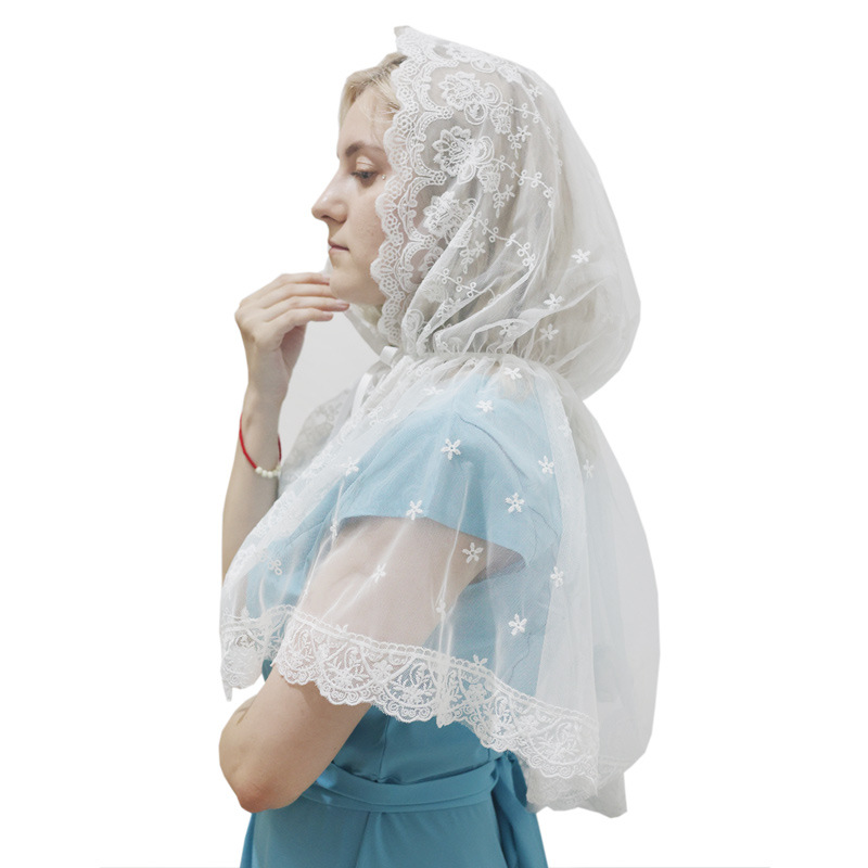 Amazon AliExpress cross-border new bridal lace scarf Church prayer mesh decorative head cover towel