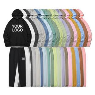 Autumn and winter new two-piece European and American cross-border leisure sports hooded loose sweater trousers set printed logo