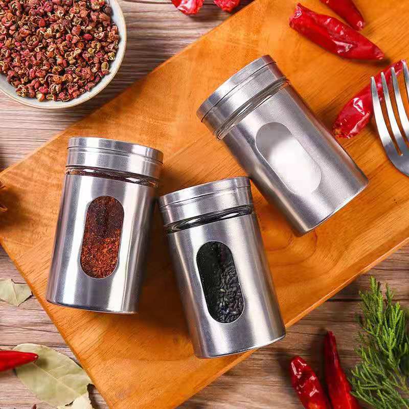 Seasoning Bottle Stainless Steel Household Outdoor Barbecue Tools Pepper Bottle Seasoning Bottle Sprinkling Jar Toothpick Cartridge Jar
