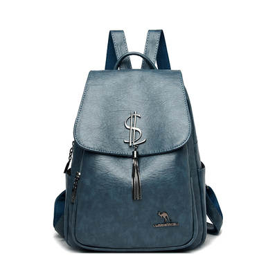 New Kangaroo Tassel Women's Soft Leather Backpack Fashionable Large Capacity School Bag Backpack Explosive Student Bag Mother Bag