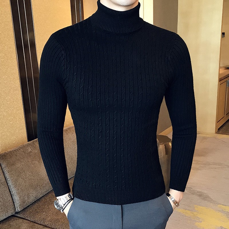 21 Fall/Winter Men's Fall/Winter Five-Color Fashion Twist Knitted Turtleneck Sweater Base Shirt Trendy Men's Sweater