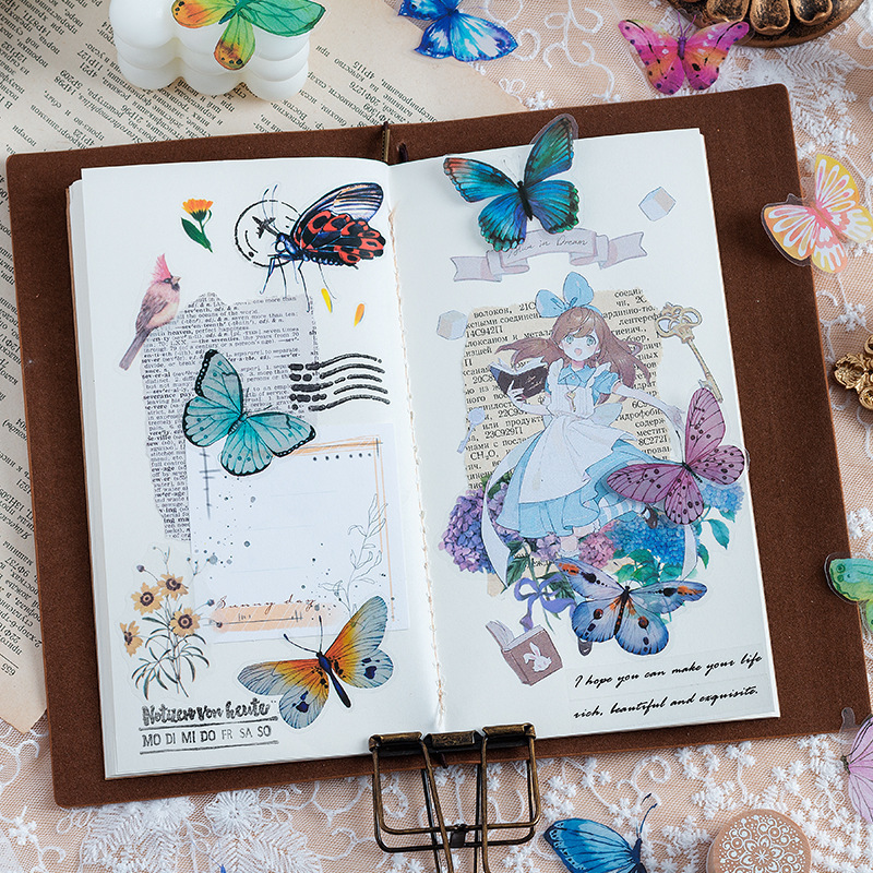 Variables Butterfly series Hand account diy stickers cute waterproof pvc children's stickers Korean goo card material paper wholesale