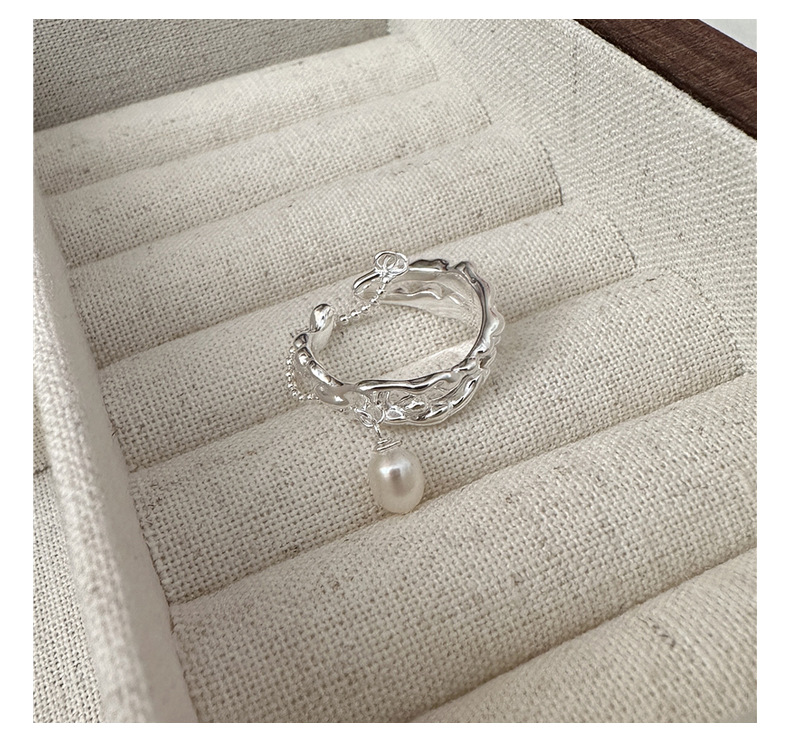 Anello in argento sterling S925 con perla alla moda, design di nicchia, anello retrò IN vento_voghion.com
