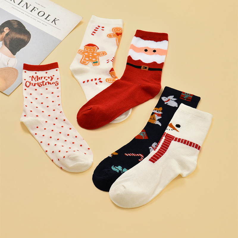 Autumn and Winter cartoon Christmas socks Christmas socks elk mid-calf socks Christmas women's socks cross-border foreign trade