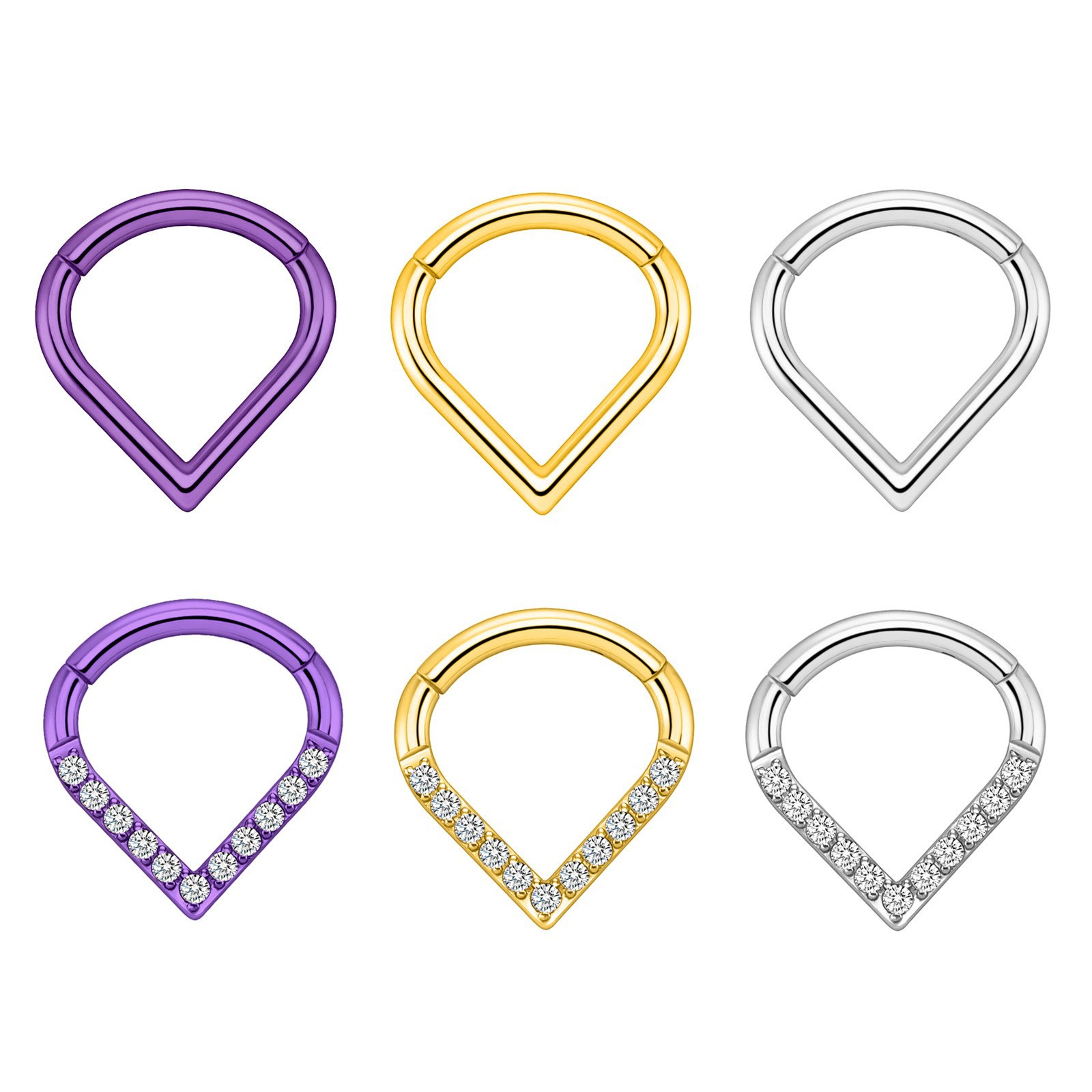 Cross-border Hot Selling Accessories Stainless Steel Nose Ring Fashion Jewelry Drop Piercing Jewelry Diamond Nose Ring