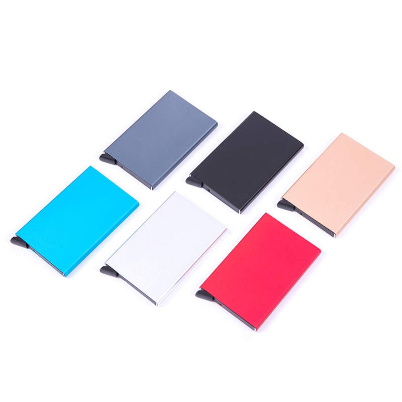 Fashion portable RFID anti-theft brush aluminum alloy card holder automatic pop-up aluminum case card holder cross-border hot metal card box