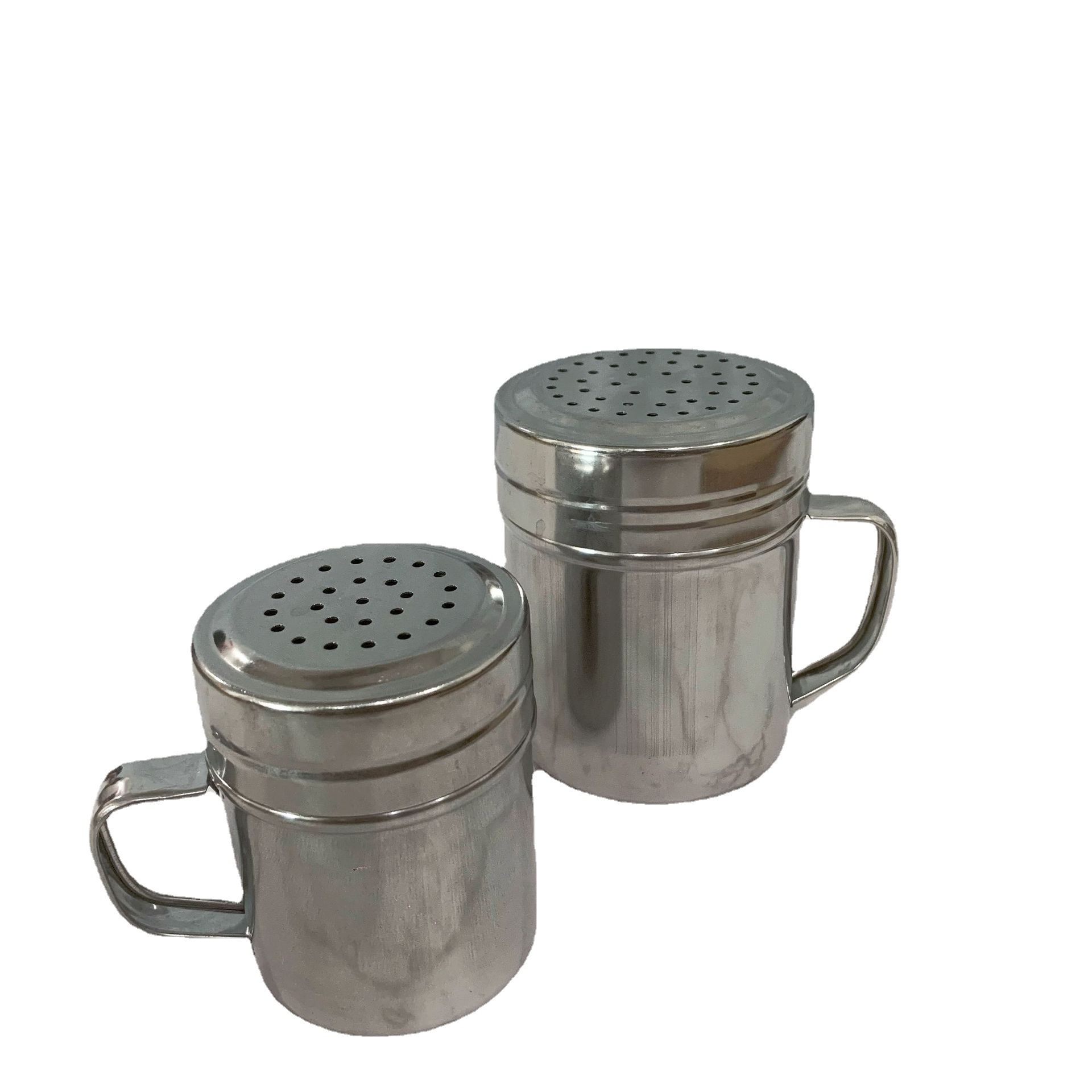 Cross-border Hot Sale Amazon Stainless Steel Powder Scatter with Handle Multi-purpose Dense Hole Powder Siever Outdoor Barbecue Seasoning Bottle