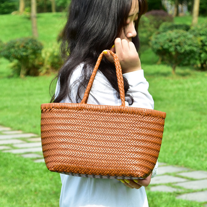 dragon diffusion woven bag genuine leather French food basket bag net red women's bag manufacturers